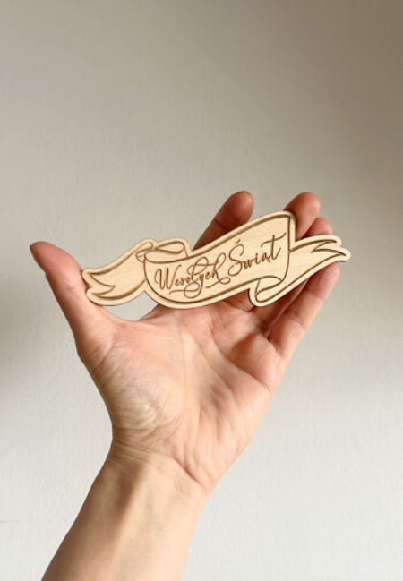 Drewniana wstęga - Wesołych Świąt