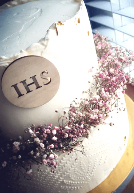 Drewniana dekoracja - Ażurowe  IHS w kole