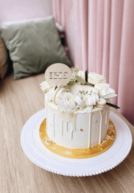 Drewniana dekoracja - Ażurowe  IHS w kole