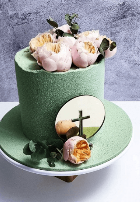 Komunijna dekoracja - Ażurowy krzyż w kole