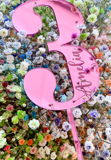 Topper urodzinowy cyfra XL 2-9 + grawerowane imię