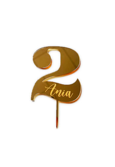 Topper urodzinowy cyfra XL 2-9 + grawerowane imię