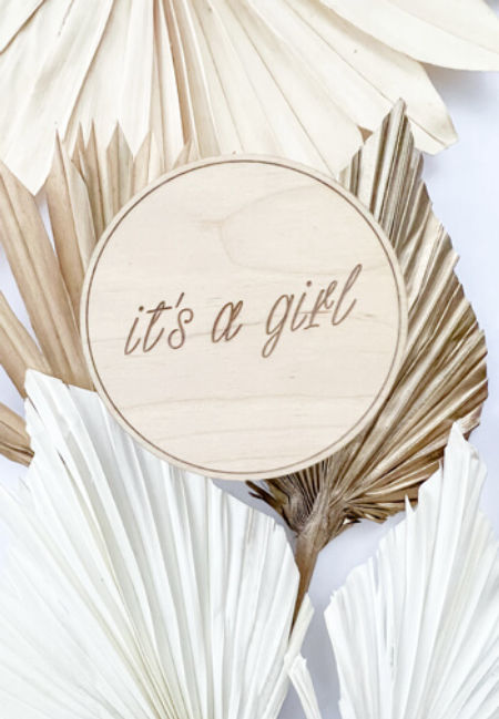 Topper/dekor drewniane koło - It's a boy/girl