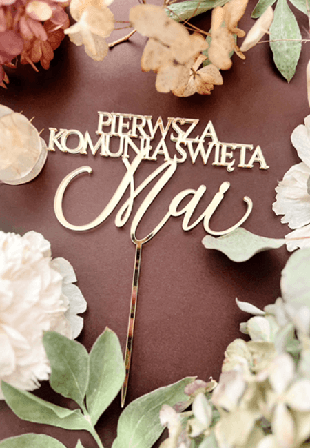 Napis Pierwsza Komunia Święta + dekoracyjne imię