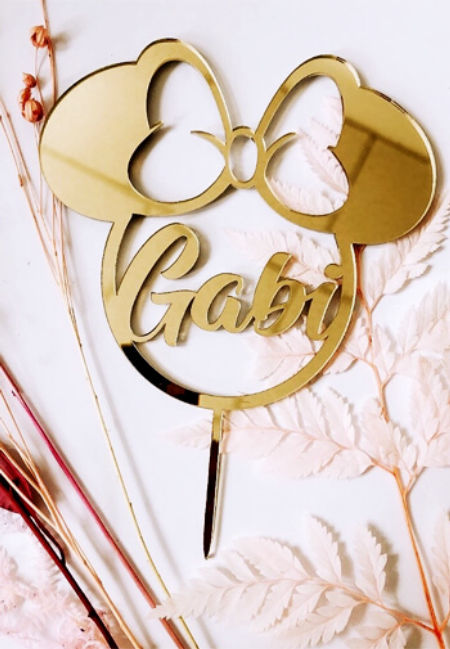 Topper/Dekor - Obręcz myszka z kokardą i imieniem