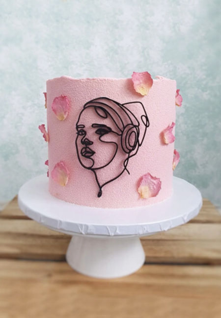 Dekor linearny - Twarz nastolatki w słuchawkach